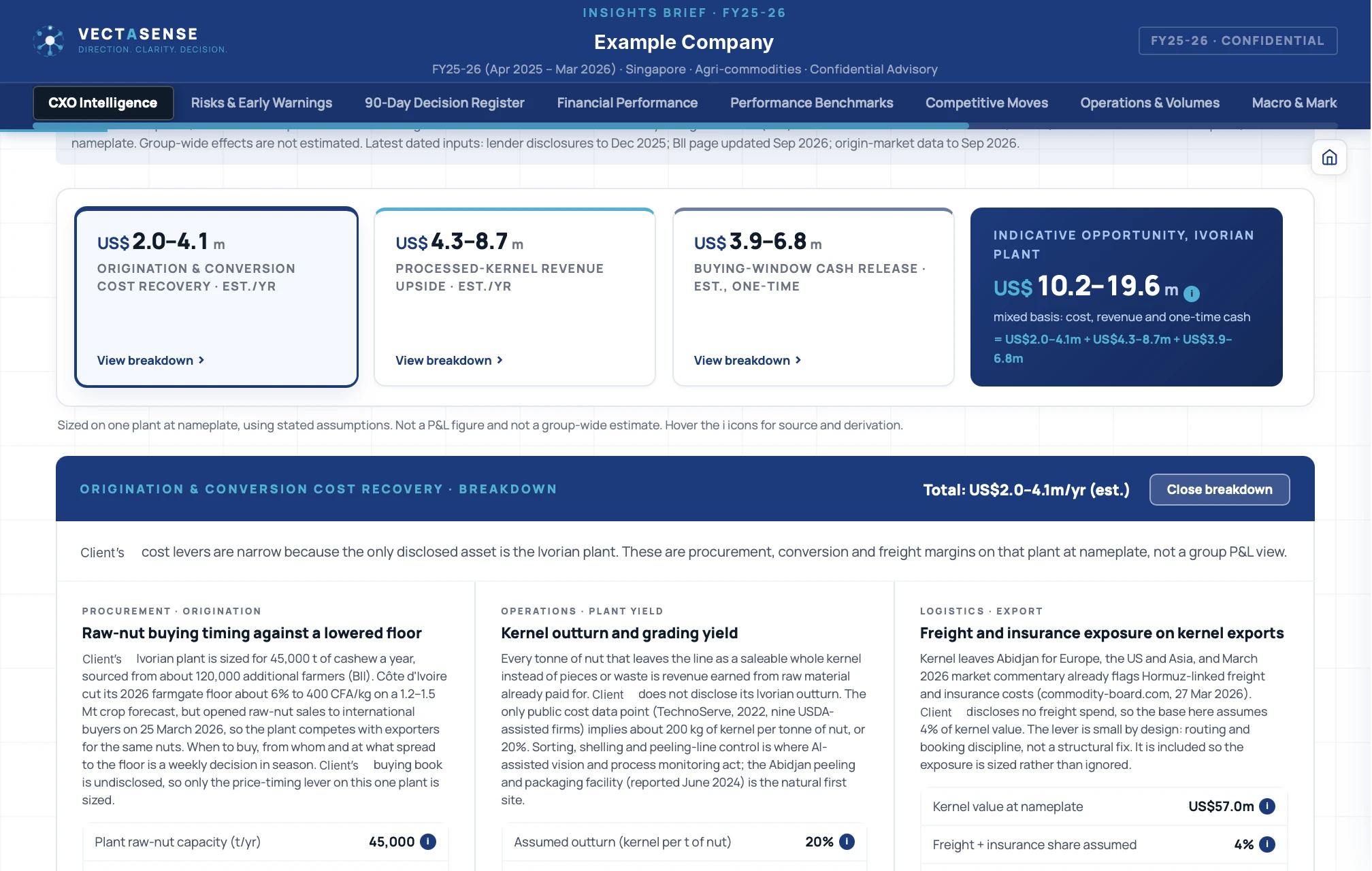 CXO Intelligence Brief: CXO Intelligence · where the cash is trapped and how to free it · sample brief