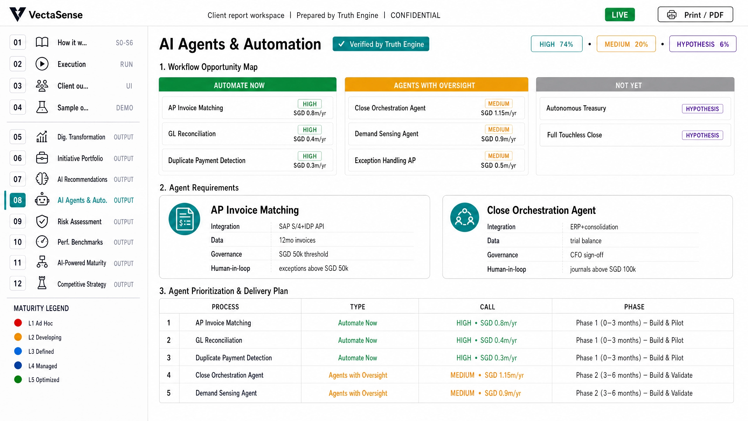 AI Agents & Automation - Vectasense system output